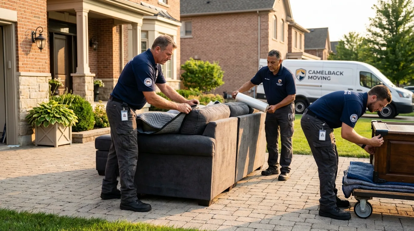Large estate moving crew wrapping furniture in Beaver Dam, WI